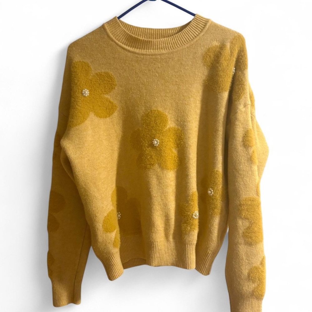 Nanette Lepore Yellow Floral Sweater